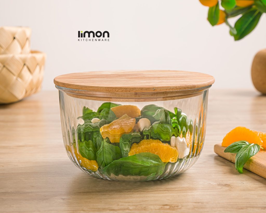 ظرف شیشه ای گرد در چوبی 1.8 لیترلیمون کد 2177