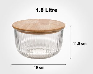 ظرف شیشه ای گرد در چوبی 1.8 لیترلیمون کد 2177
