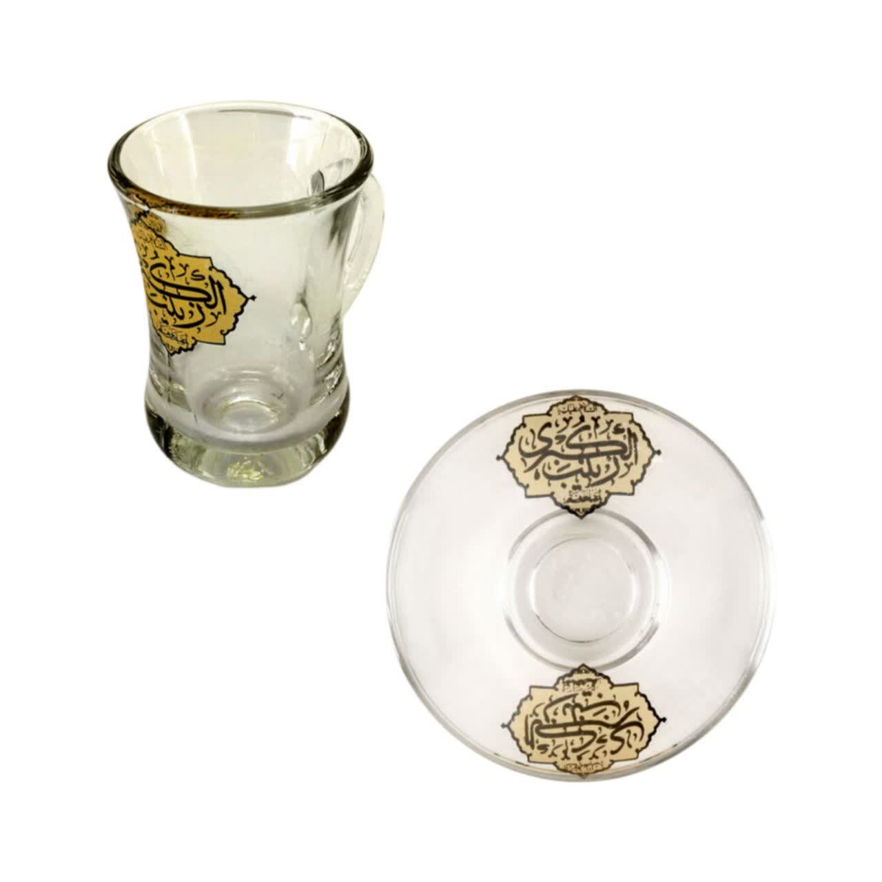 103448-استکان و نعلبکی کمرباریک دسته دار یا زینب س-6تایی-12پارچه-طرح ستاره ای