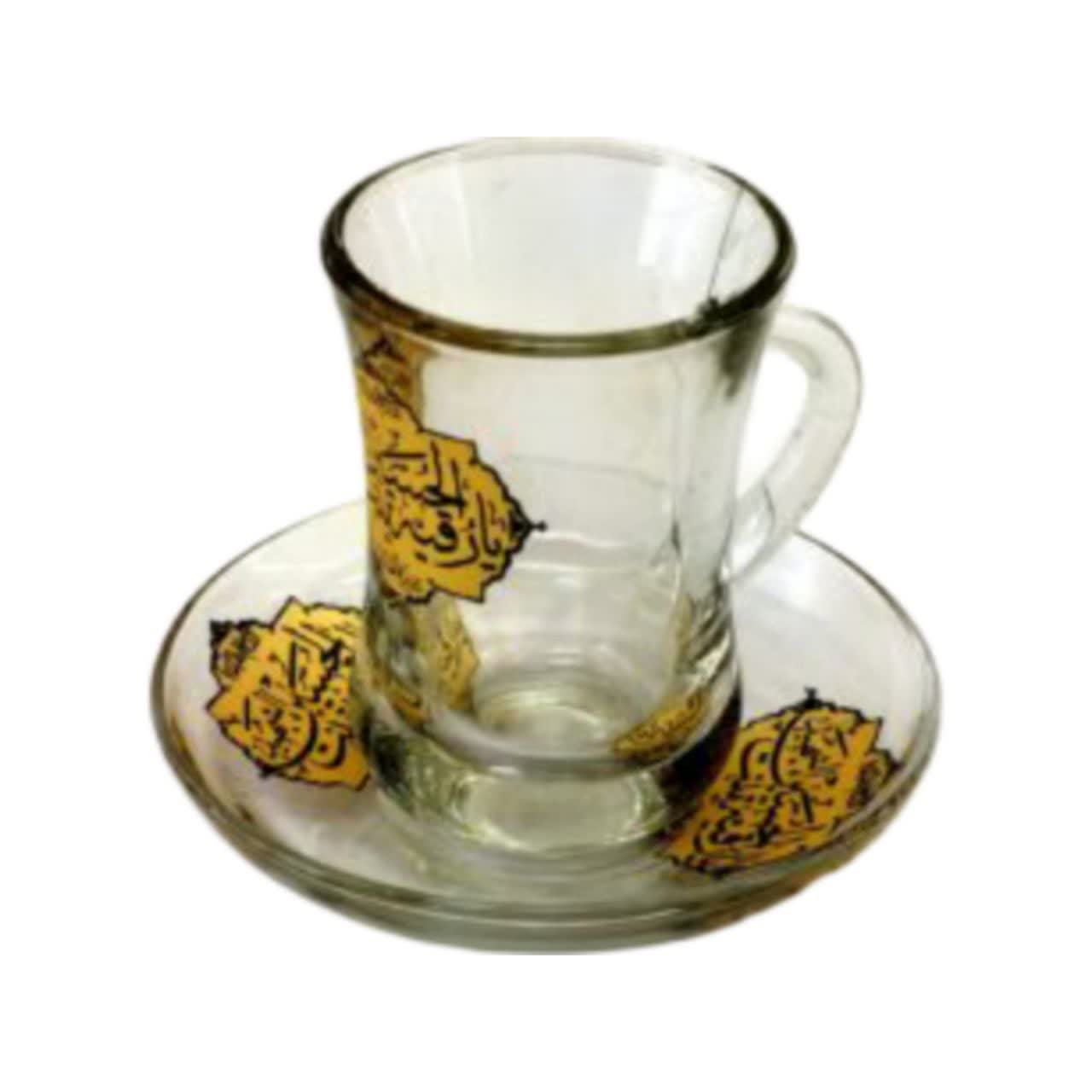 103447-استکان و نعلبکی کمرباریک دسته دار یا رقیه س-6تایی-12پارچه-طرح ستاره ای