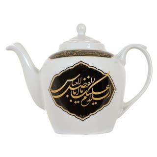101310-قوری هیاتی طرح مذهبی 2.5 لیتری سفید مشکی یا اباعبدالله ع و یا اباالفضل ع