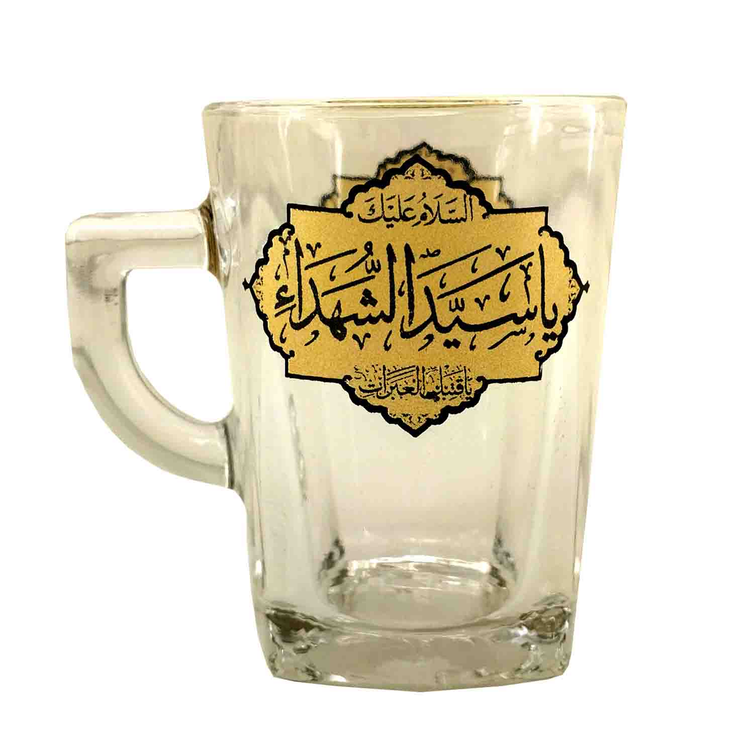 103054-استکان و نعلبکی دسته دار طرح ربعی-سیدالشهدا ع و عقیله بنی هاشم س-6تایی
