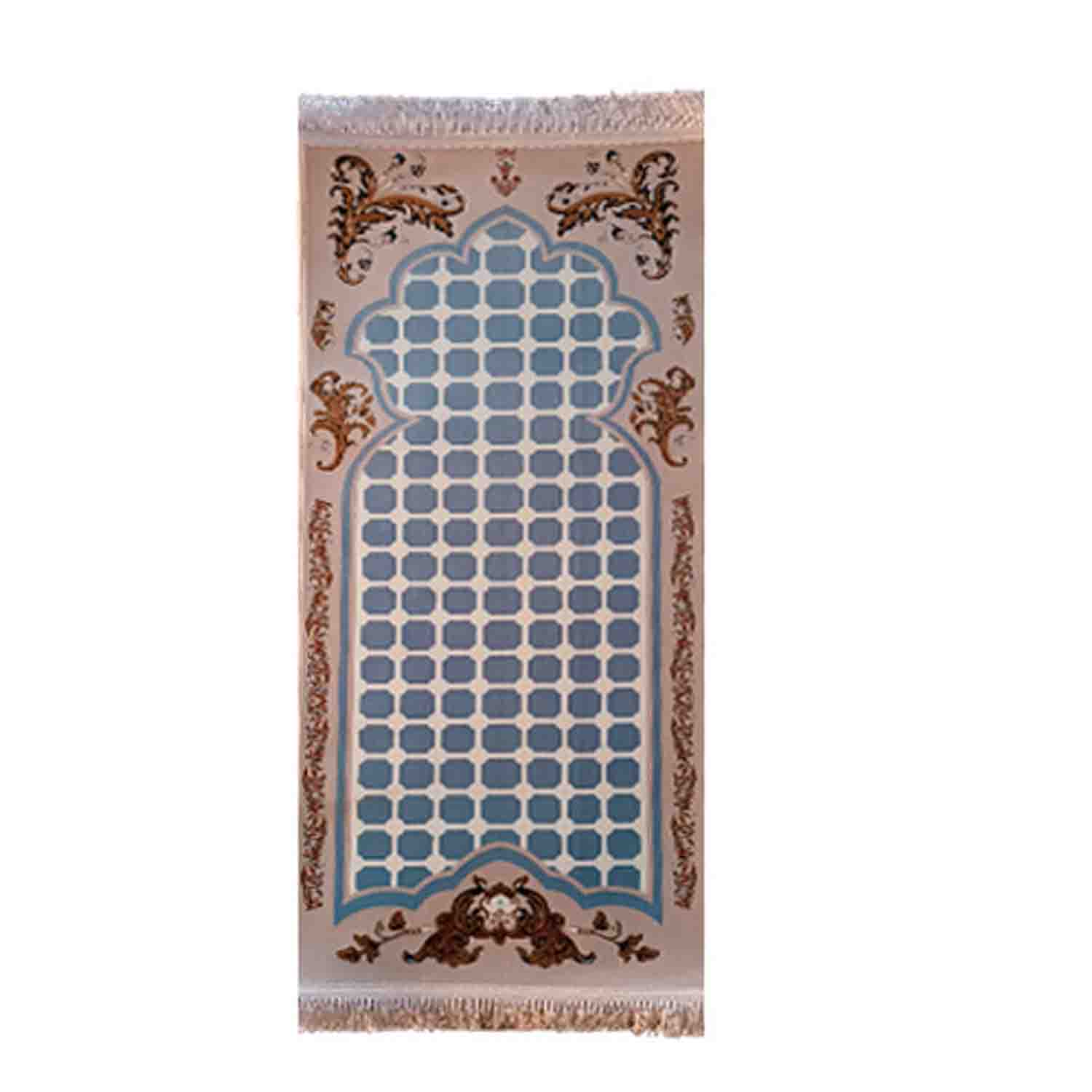 103353-سجاده معراج کرمی 130در50-طرح دستباف 1500 شانه-فرش گیفت-کد 10103