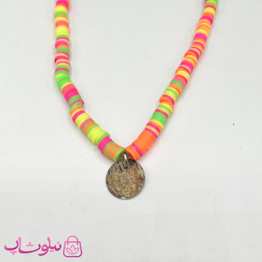 گردنبند زنانه فیمو با رنگ نارنجی زرد سبز کد 30