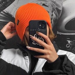 کلاه بافتی ساده نارنجی فری سایز