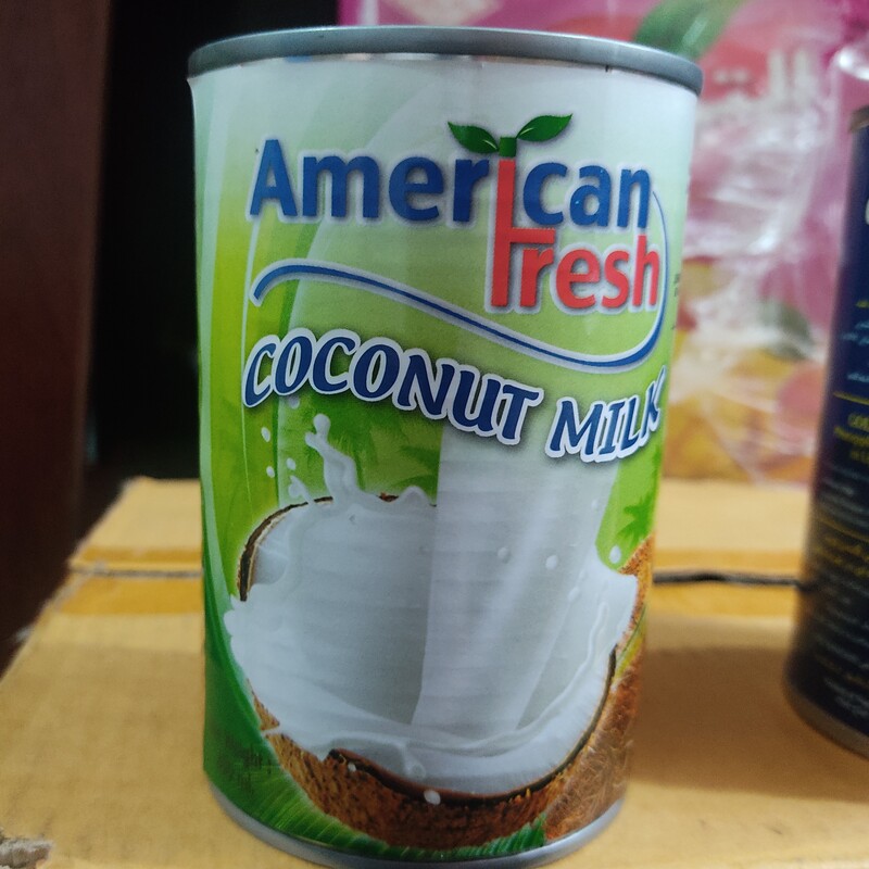 کنسرو شیر نارگیل خارجی مارک امریکن فرش تاریخ جدید 400 میل تولید تایلند