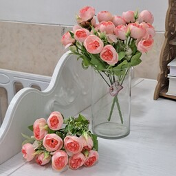 دسته گل رز پیونی مصنوعی 10 گل هلویی رنگ سال مطابق عکس