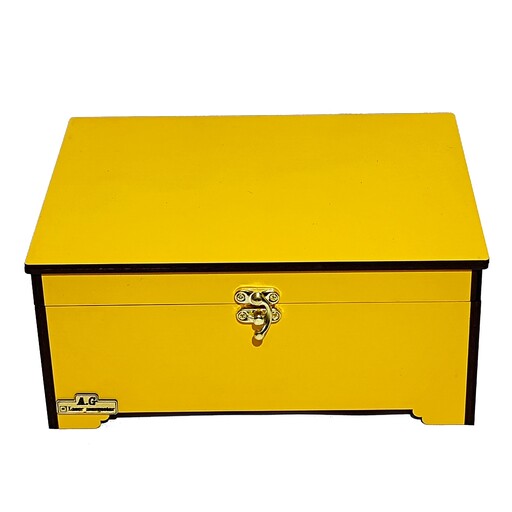 باکس و جعبه جواهرات و ساعت و لوازم آرایشی چوبی زرد و  کرمی  مدل AG 570