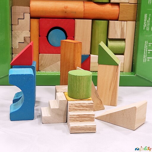 اسباب بازی بلوک های ساختنی چوبی بریکس 40 عددی جعبه دار محصول شرکت سپتا 