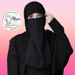 پوشیه و روبند مشکی حریر جت بلک گرم بالا بدون دید و تغیر رنگ درجه یک بدون نیاز به اتو  حجاب خضرا 