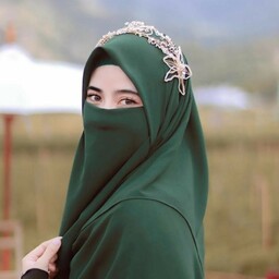 ست روسری و پوشیه روبند نقاب کرپ حریر رنگ سبز یشمی درجه یک و گرم بالا حجاب خضرا 