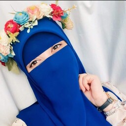 ست روسری و پوشیه روبند نقاب کرپ حریر رنگ آبی کاربنی درجه یک و گرم بالا حجاب خضرا 