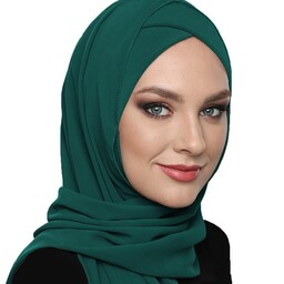 هدشال دو پیله سبز زمردی کرپ حریر درجه یک گرم بالا حجاب خضرا 