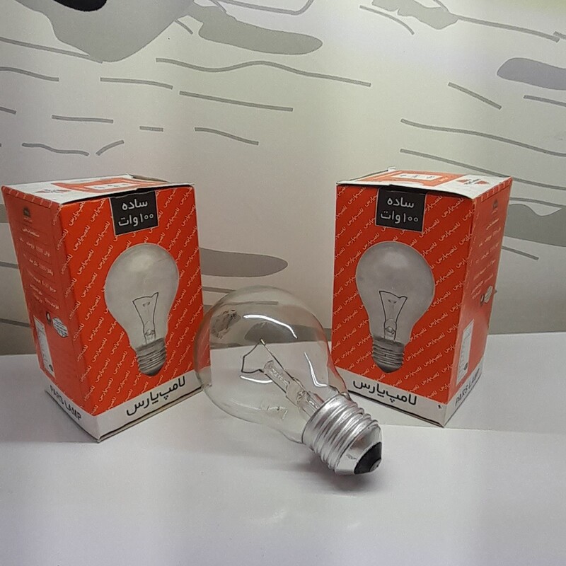 لامپ حبابی 100 وات پارس در رنگ افتابی ساده شیشه ای 
