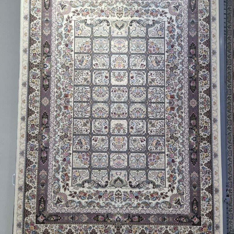 فرش پاتریس 1200شانه  طرح هفت افلاک کرم   قالیچه 4متری