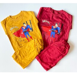 بلوز شلوار پسرانه طرح سوپرمن سایز 35 تا 45 ارسال رایگان