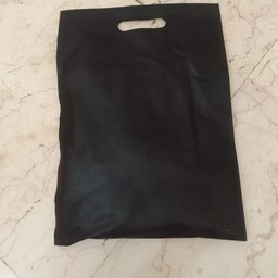 ساک کیسه کیف پارچه ای دستی  دسته دار مشکی طلایی خرید ابعاد 35 در 27