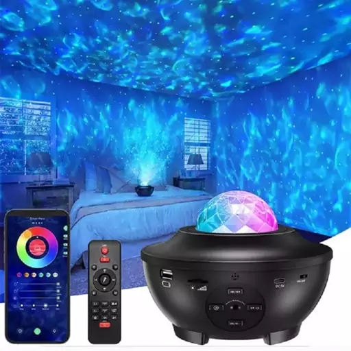 چراغ خواب کهکشان اسپیکر دار  starry projector light کهکشانی