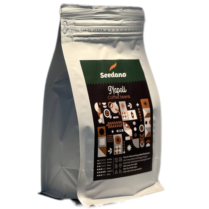 دانه قهوه پرکافئین ناپولی سیدانو 250 گرمی (100 درصد روبوستا)