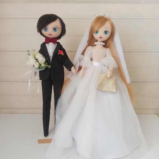 عروسک تیلدا مدل عروس و داماد به همراه پایه نگهدارنده