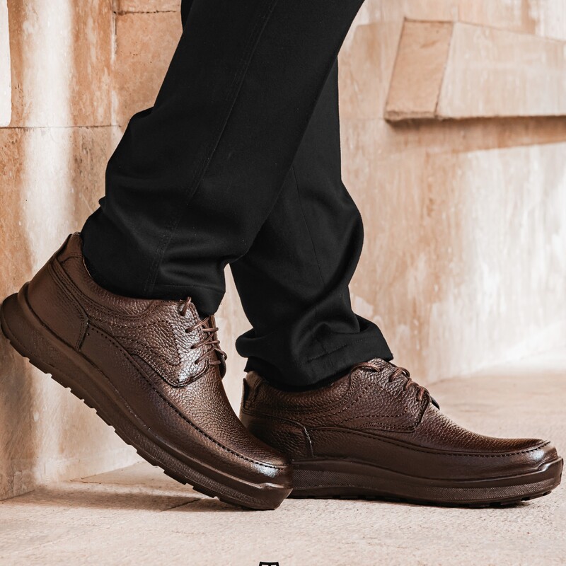 کفش تمام چرم طبیعی اصل طبی راحتی مدل گریدرقهوه ای بندی  مردانه مستقیم از تولید کننده (ارسال رایگان)6ماه ضمانت و مهلت تست