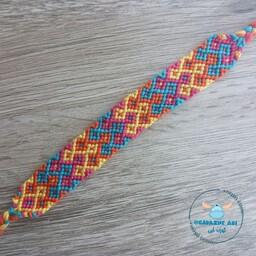 دستبند طرح تیموتی (رنگ های زرد و نارنجی و صورتی و آبی) محصول کاملا دستساز خاص تیم گوزن آبی