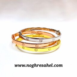دستبند کارتیر لاو نقره عیار 925 با رنگهای نقره ای،طلایی و رزگلد