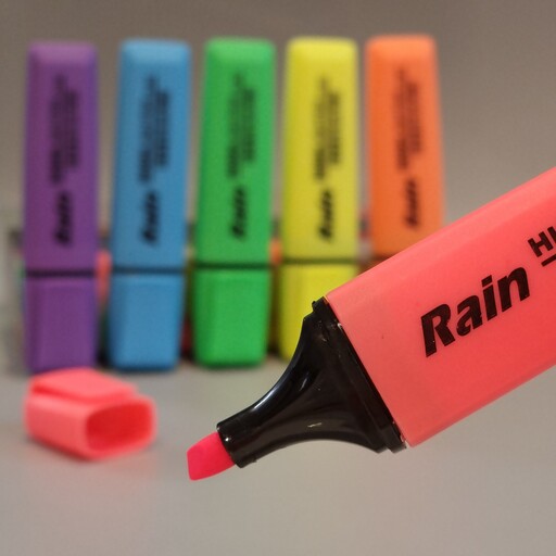 ماژیک هایلایت ( علامت زن ) تکی در 6 رنگ برند رین Rain