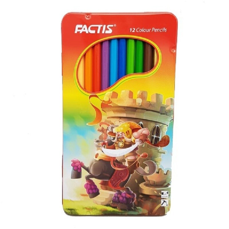 مداد رنگی 12 رنگ فکتیس جعبه فلزی Factis