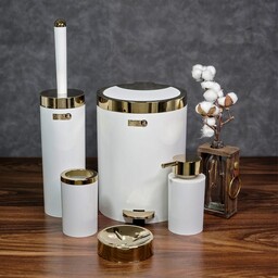 سرویس دستشویی پنج پارچه سفید طلایی بتیس مدل شاین طرح جدید ارسال رایگان 