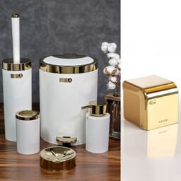 سرویس دستشویی شش پارچه سفید طلایی بتیس مدل شاین طرح جدید ارسال رایگان 