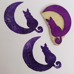 مهر دستساز طرح ماه و گربه 
