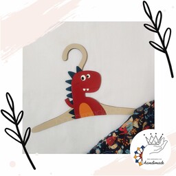 چوب لباسی کودکانه طرح دایناسور پیکسل ساز،چوب سه میل و نقاشی شده-رنگ ثابت-سایز25