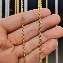 زنجیر استیل طنابی 50سانت طلایی بافت متوسط رنگ ثابت ضد حساسیت گردنبند استیل