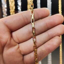 زنجیر استیل گردنبند استیل رنگ ثابت ضد حساسیت مدل آجری طلایی متوسط 55سانت بلند