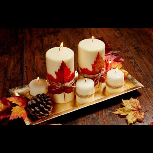 شمع استوانه ای دست ساز پاییزی  