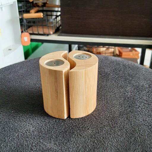 نمکدان چوب بامبو دو قلو خارجی مدل اشک 