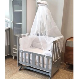 تخت کنار مادر و گهواره نوزاد مدل مستطیلی همراه با تشک تور و حفاظ داخلی(هزینه ارسال با مشتری)
