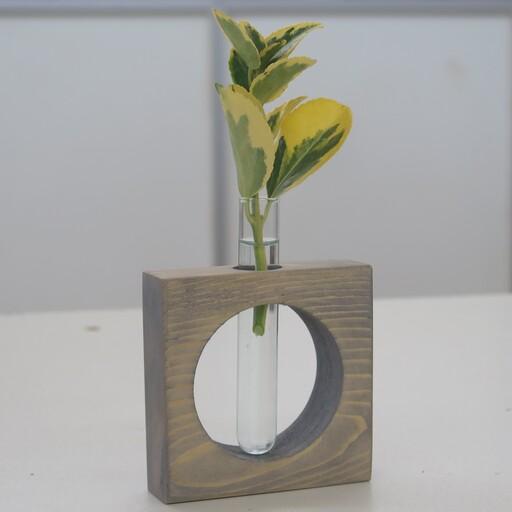 گلدان کوچک چوبی رومیزی برند رادین چوب دارای رنگبندی