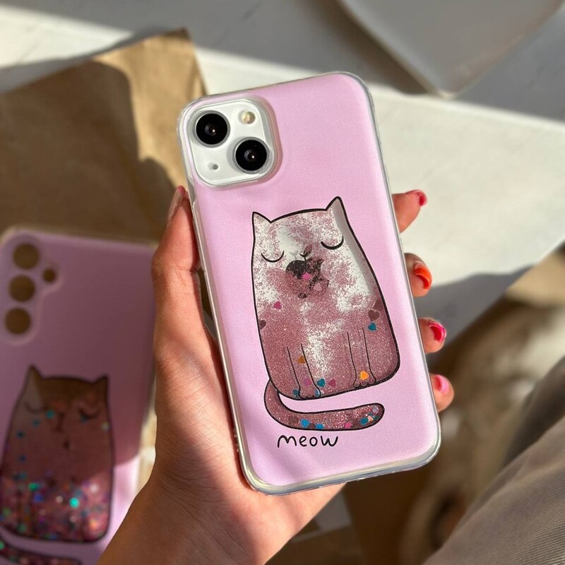 قاب گوشی موبایل مدل گربه صورتی آکواریومی Meow مخصوص آیفون سامسونگ شیائومی
