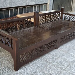 تخت سنتی دوتیکه گره ستاره رنگ فندوقی مبل سنتی میز سنتی تحویل در باربری مقصد 