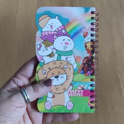 دفترچه یادداشت فانتزی جلد سخت فنری بلند با طرح عروسکی 1 دانش آموزی
