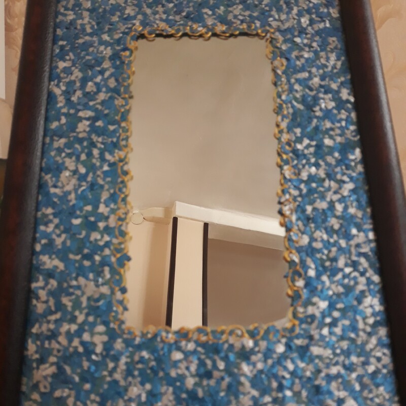 آینه گرانیتی درست شده با دست رنگ گرانیت آبی و نقره ای با ارسال رایگان 