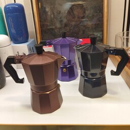 موکاپات قهوه ساز اسپرسو ساز دوکاپ دو فنجان در سه رنگ بنفش قهوه ای و مشکی