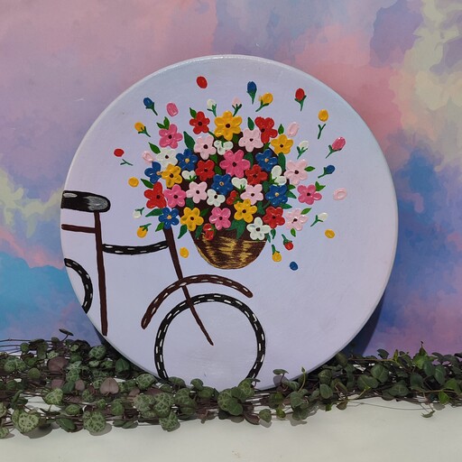 دیوارکوب دوچرخه با گل های برجسته 