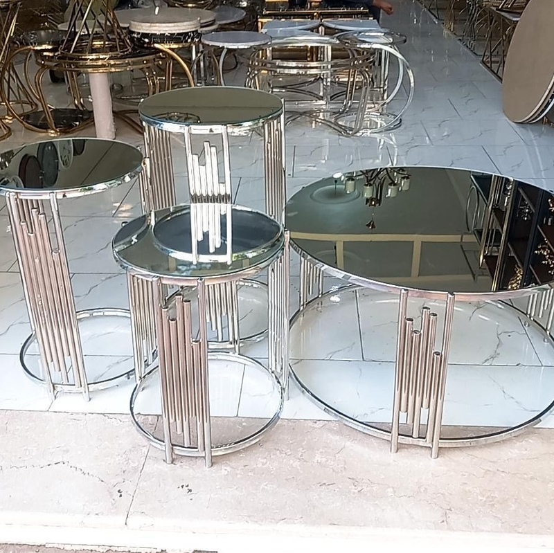 میز عسلی و جلو مبلی چهارتکه فلزی فورتیک مدل پیانو گرد (ارسال با باربری ، به صورت پس کرایه)