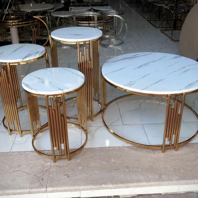 میز عسلی و جلو مبلی چهارتکه فلزی فورتیک مدل پیانو گرد (ارسال با باربری ، به صورت پس کرایه)