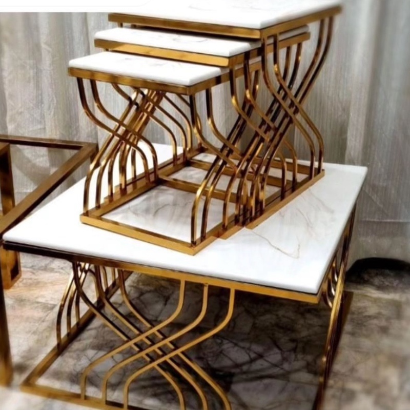 میز عسلی و جلومبلی فلزی کمجا و داخل همرو چهارتکه فورتیک مدل ملودی (ارسال با باربری ، به صورت پس کرایه)