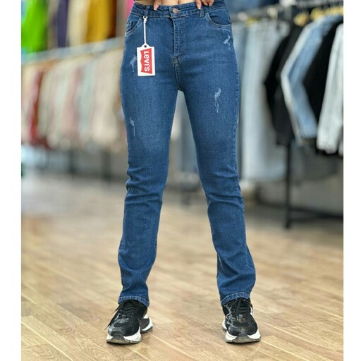 شلوار جین زنانه راسته شلوار جین راسته کلاسیک قد 100 سایز 40 تا 50 بارسال رایگان 