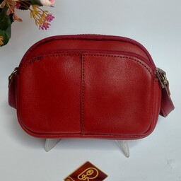 کیف  دوشی  زنانه  چرم  طبیعی قرمز  کاملا  دست دوز 